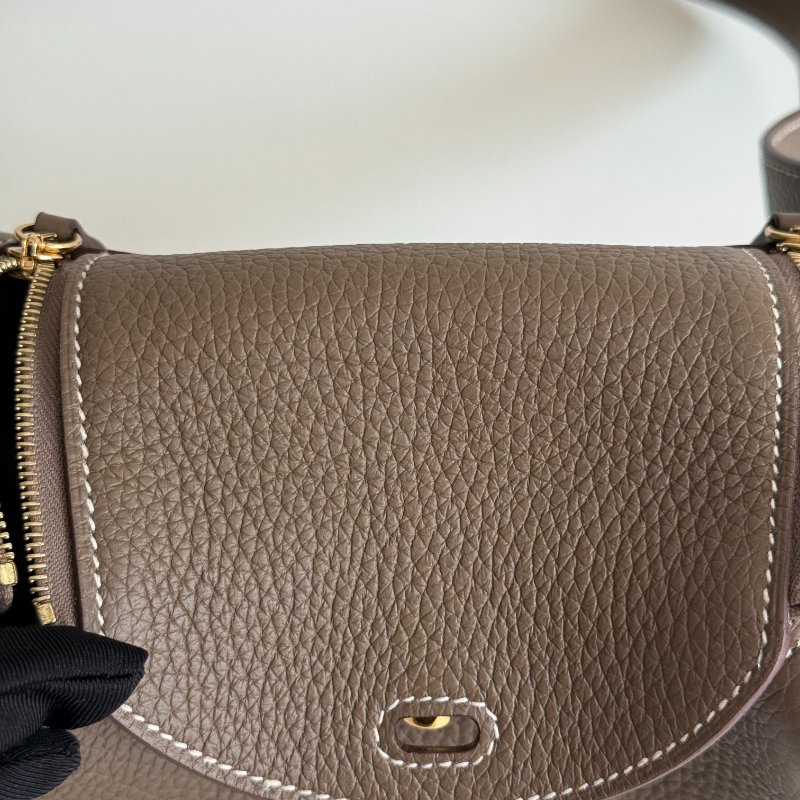 99新🆕 Hermès 愛馬仕 Mini Lindy 大象灰金釦一代-10