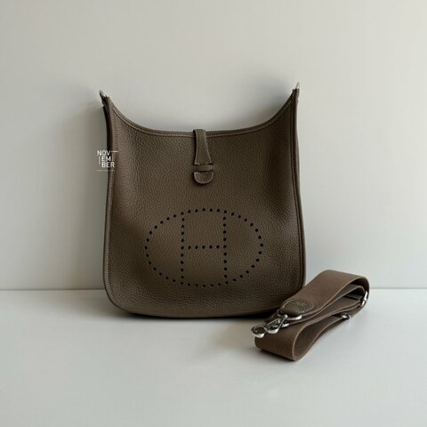 99新🆕 全配有購證🙌🏻 Hermès 愛馬仕 Evelyne 29 大象灰銀釦