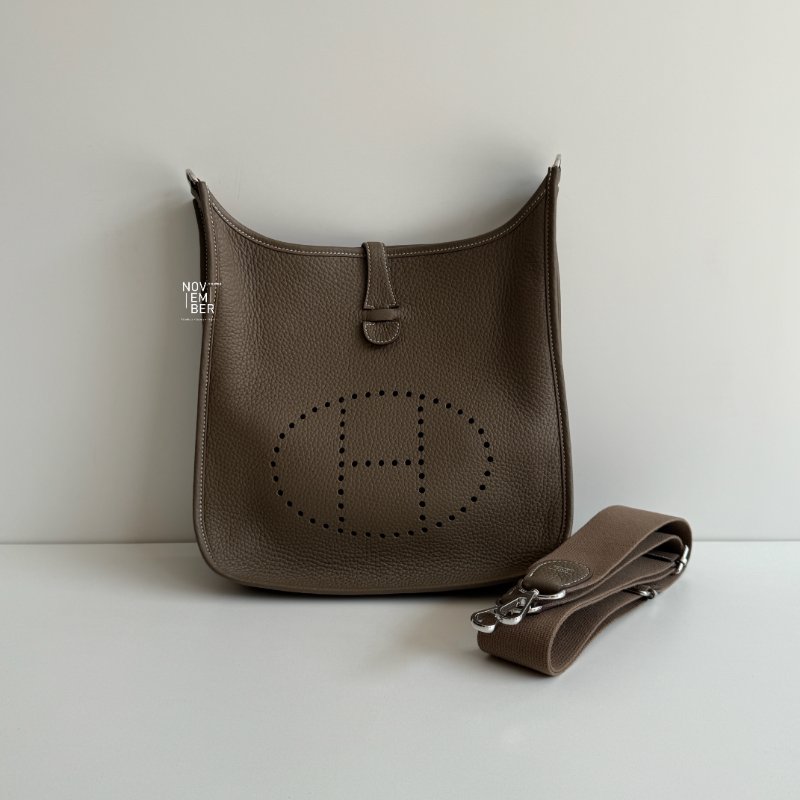99新🆕 全配有購證🙌🏻 Hermès 愛馬仕 Evelyne 29 大象灰銀釦-0