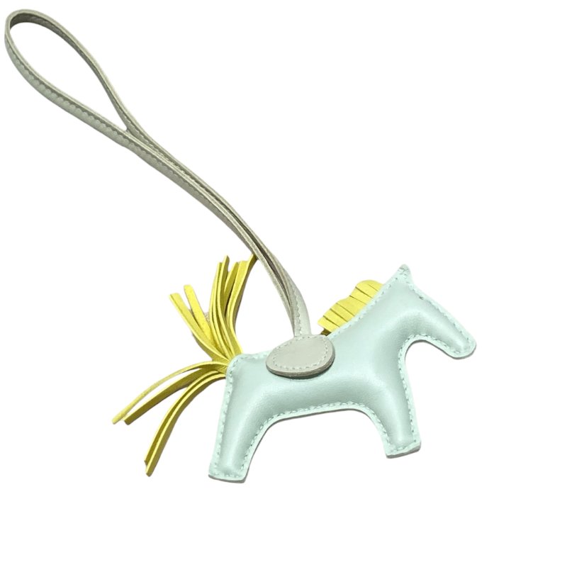 HERMES 愛馬仕 REDEO 拼色小馬吊飾 小羊皮 薄荷綠/鼠尾草綠-0