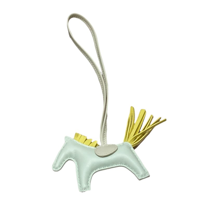 HERMES 愛馬仕 REDEO 拼色小馬吊飾 小羊皮 薄荷綠/鼠尾草綠-1