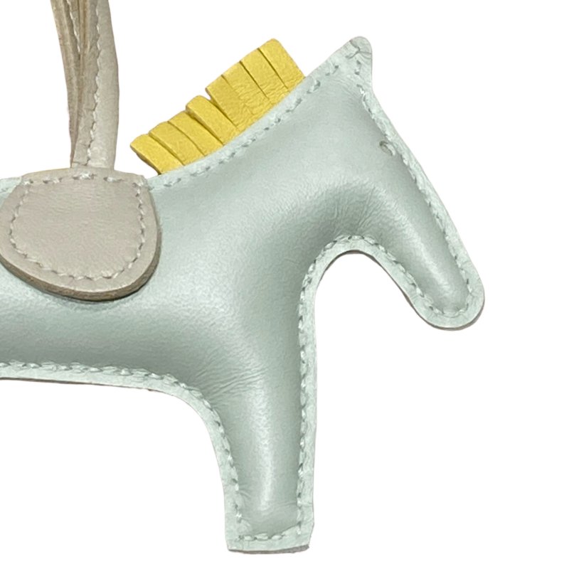 HERMES 愛馬仕 REDEO 拼色小馬吊飾 小羊皮 薄荷綠/鼠尾草綠-6