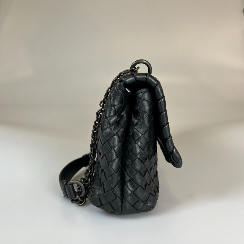 BV  黑編織單肩鏈條包-3