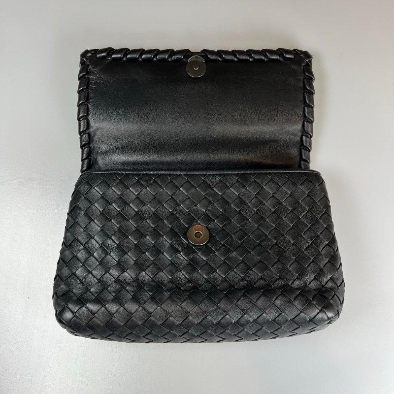 BV  黑編織單肩鏈條包-5