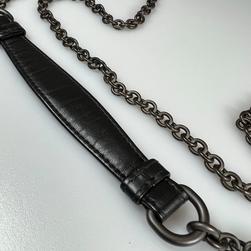 BV  黑編織單肩鏈條包-10