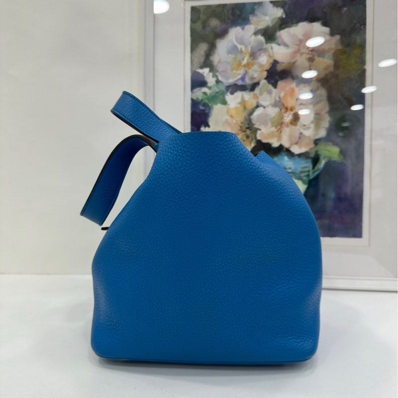 Hermes 愛馬仕 picotin22 坦桑尼亞藍金扣 C刻 原始成色 無鎖具-3