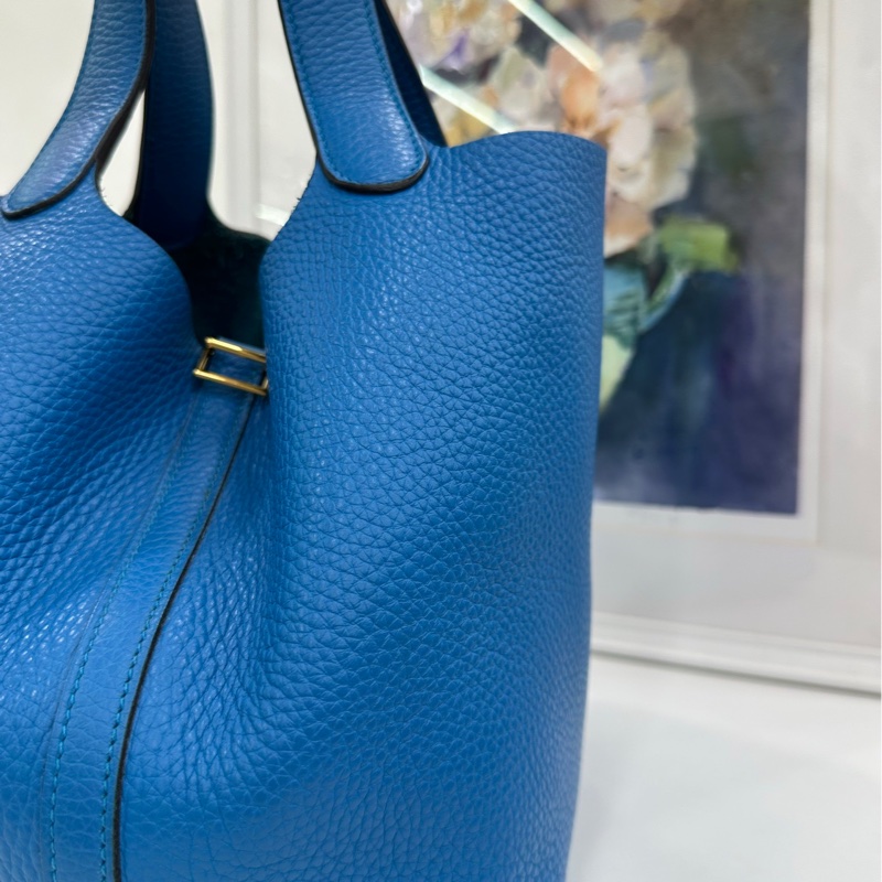 Hermes 愛馬仕 picotin22 坦桑尼亞藍金扣 C刻 原始成色 無鎖具-6