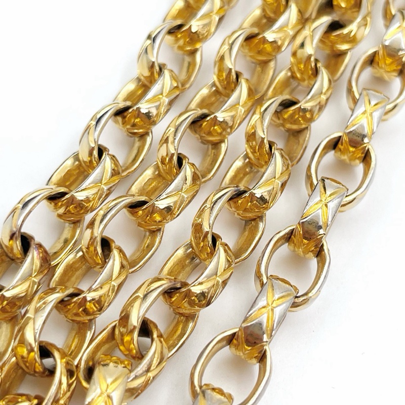 「JL精品代購」中古黑金緞面拼皮雕花鍊子母包-17