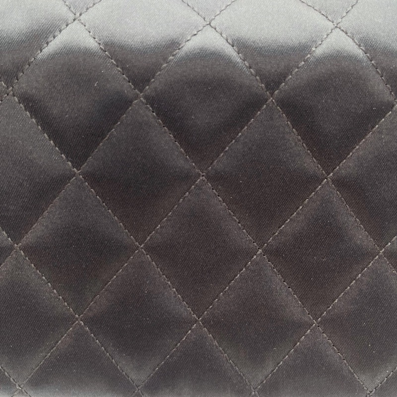 「JL精品代購」中古黑金緞面拼皮雕花鍊子母包-20