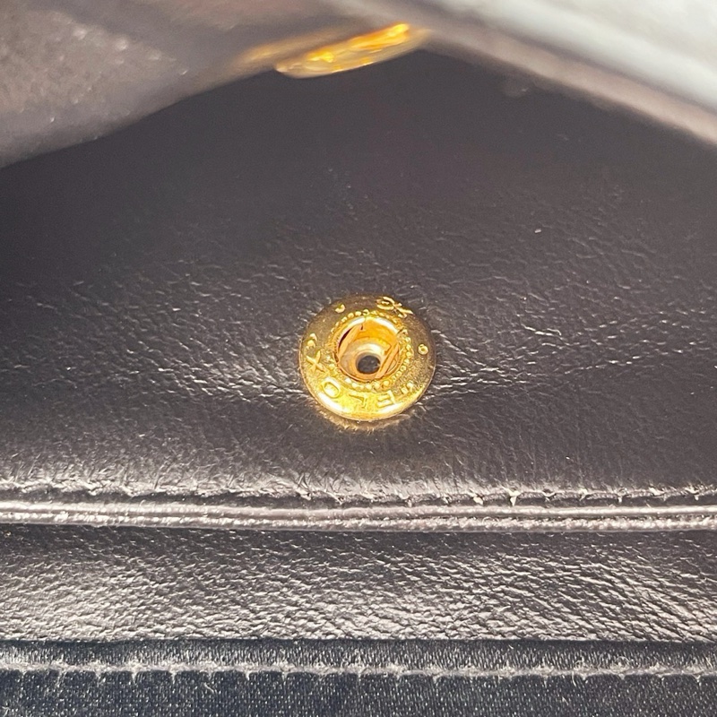 「JL精品代購」中古黑金緞面拼皮雕花鍊子母包-30