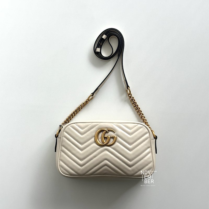 98新🤍 Gucci 古馳 GG 相機包 米白色-1