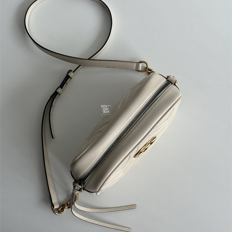 98新🤍 Gucci 古馳 GG 相機包 米白色-4