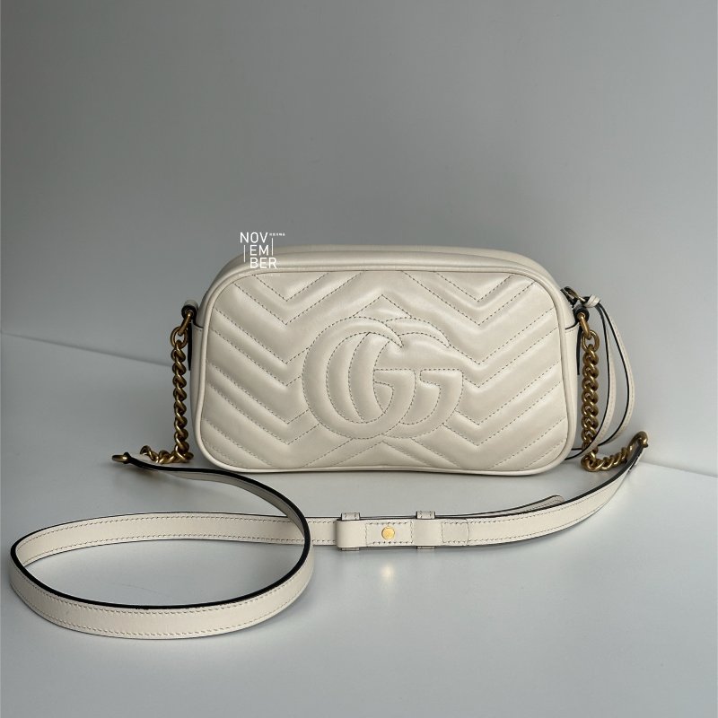 98新🤍 Gucci 古馳 GG 相機包 米白色-5