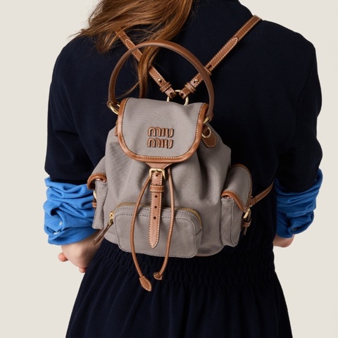 Miu Miu 女士 帆布和皮革背包均碼碼25cm*12.5cm*29.5cm