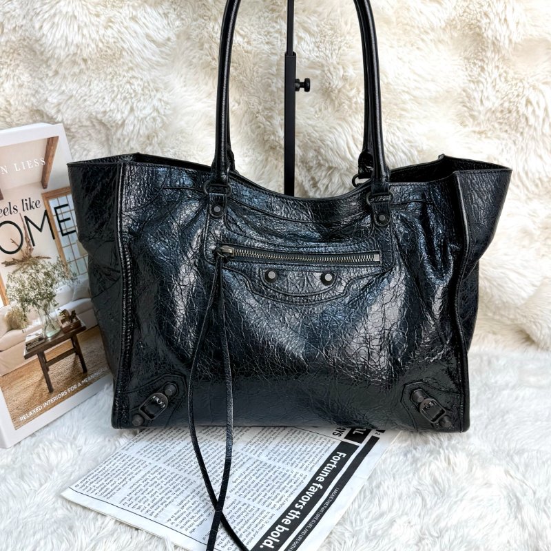 Balenciaga Le City 托特包 黑色 羊皮 小號-0