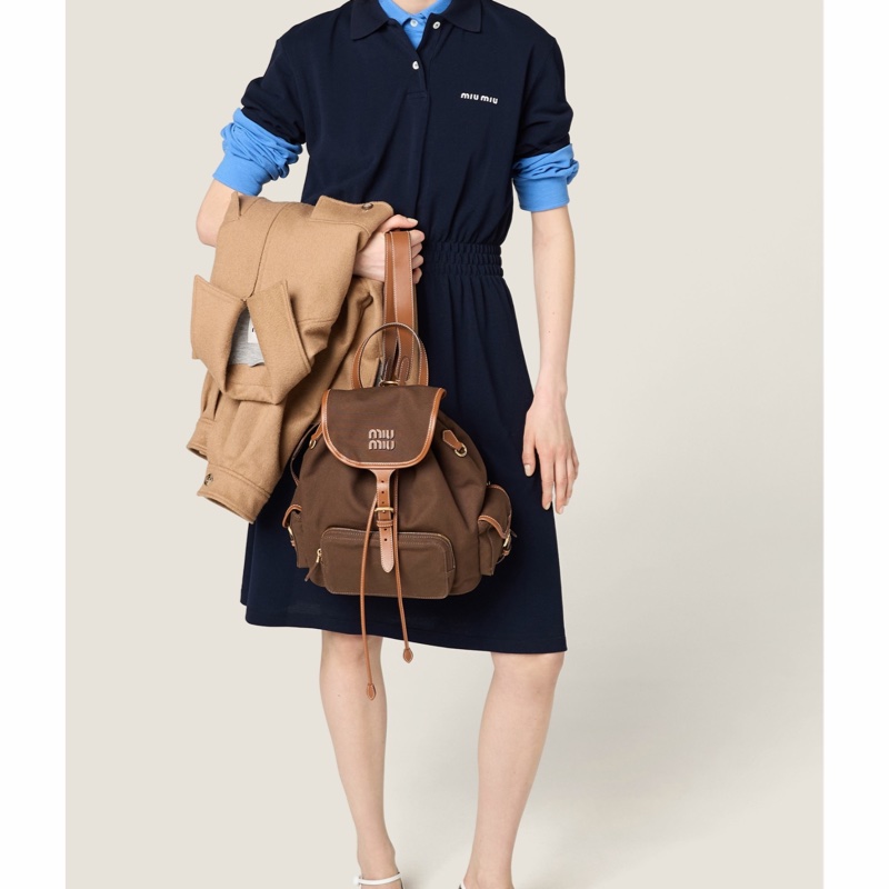 Miu Miu 女士 帆布皮質背包均碼碼25cm*12.5cm*29.5cm-1