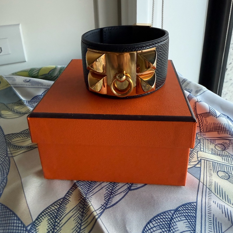 Hermes CDC 黑色皮手環S 號，9成新-0