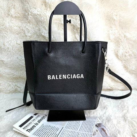 BALENCIAGA SHOPPING 購物袋 黑色 牛皮革 XXS 光面皮革