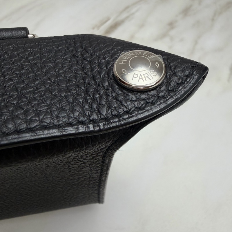 Hermès 愛馬仕 Videpoches 黑色銀釦 斜背包-4