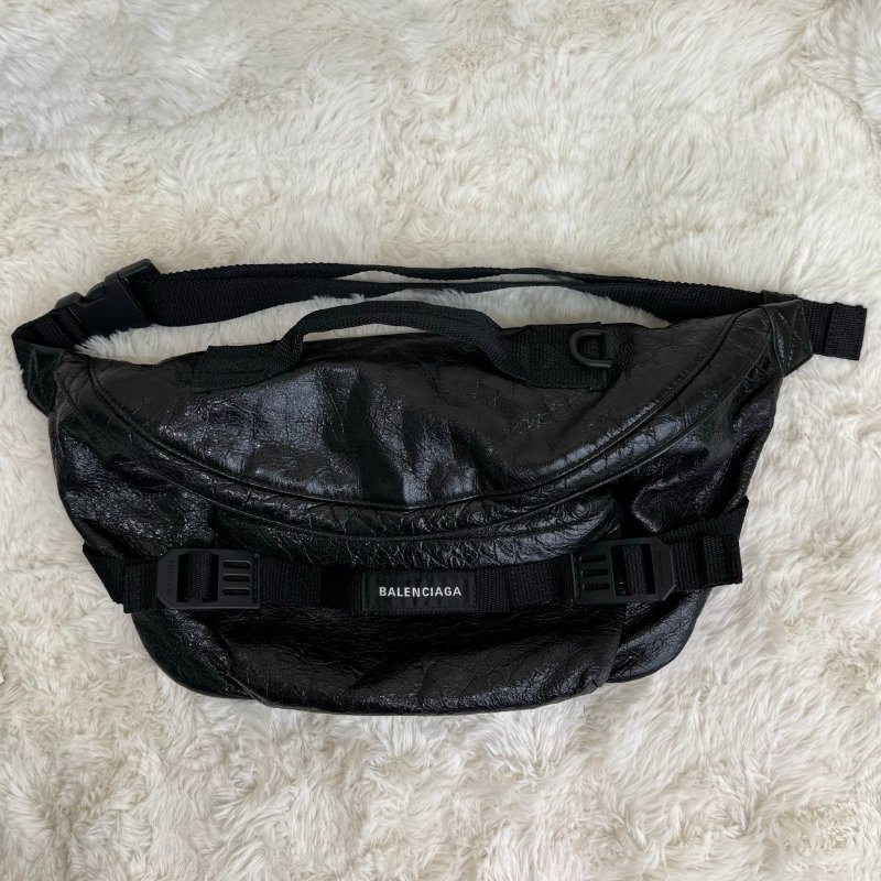 Balenciaga ARMY 腰包 炭黑色 羊皮 大號-0