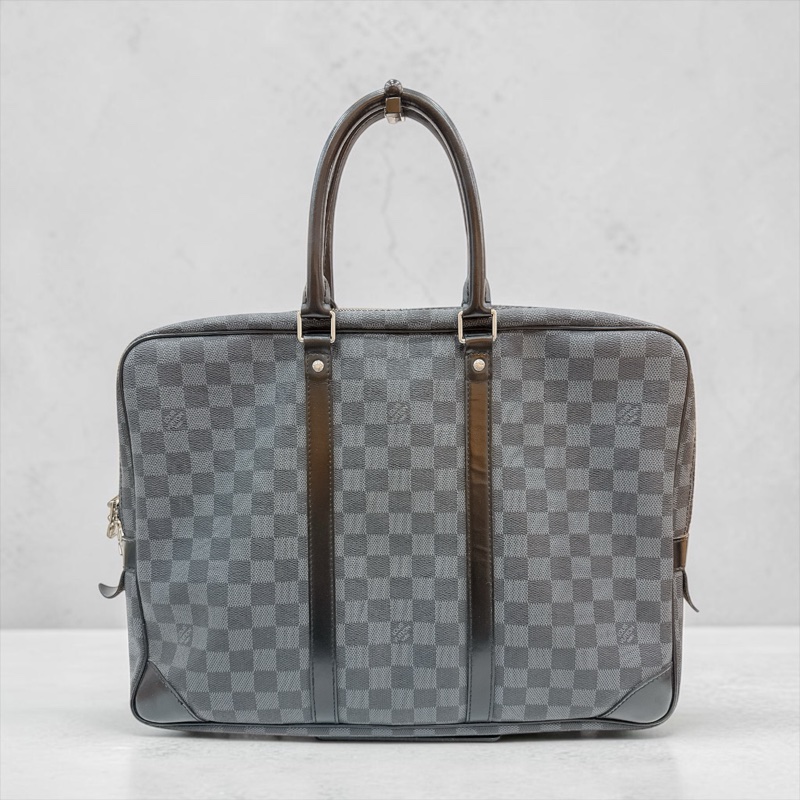 莉亞精品♡ LV黑色棋盤格手提公事包 二手美包-0