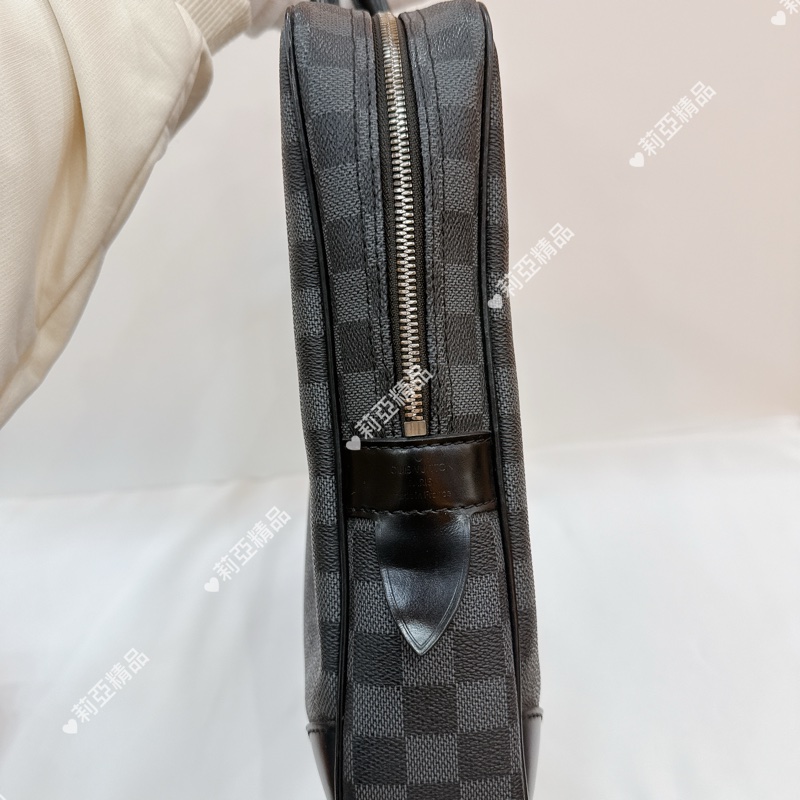 莉亞精品♡ LV黑色棋盤格手提公事包 二手美包-4