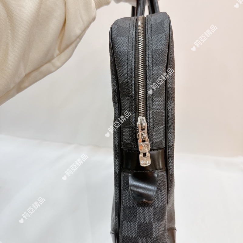 莉亞精品♡ LV黑色棋盤格手提公事包 二手美包-5