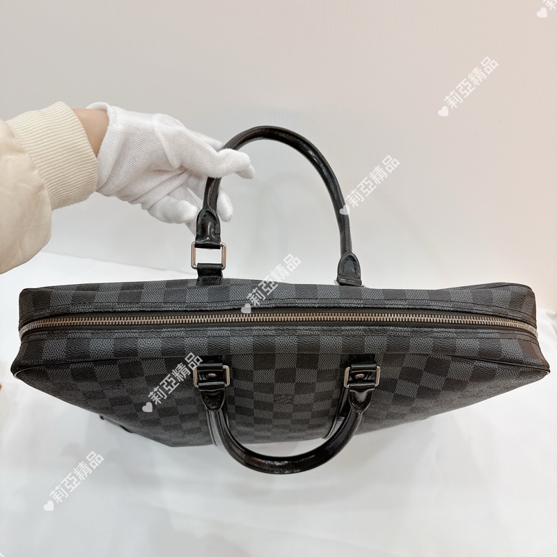 莉亞精品♡ LV黑色棋盤格手提公事包 二手美包-6
