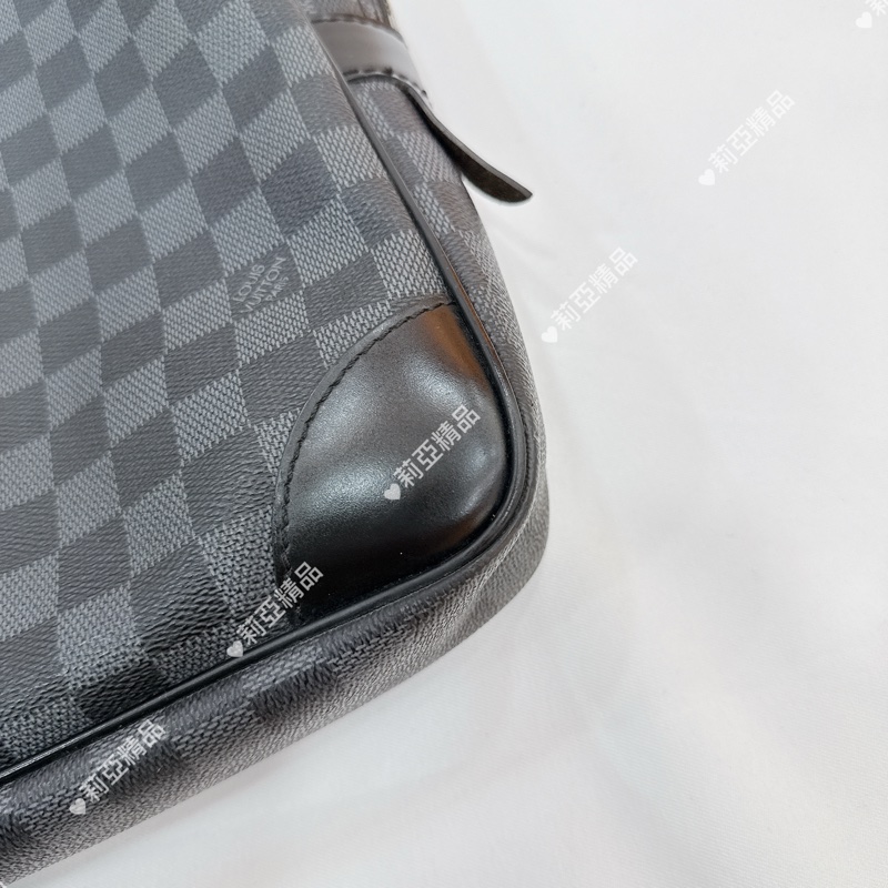 莉亞精品♡ LV黑色棋盤格手提公事包 二手美包-8