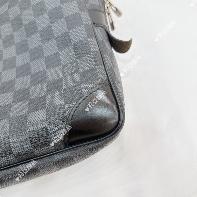 莉亞精品♡ LV黑色棋盤格手提公事包 二手美包-11