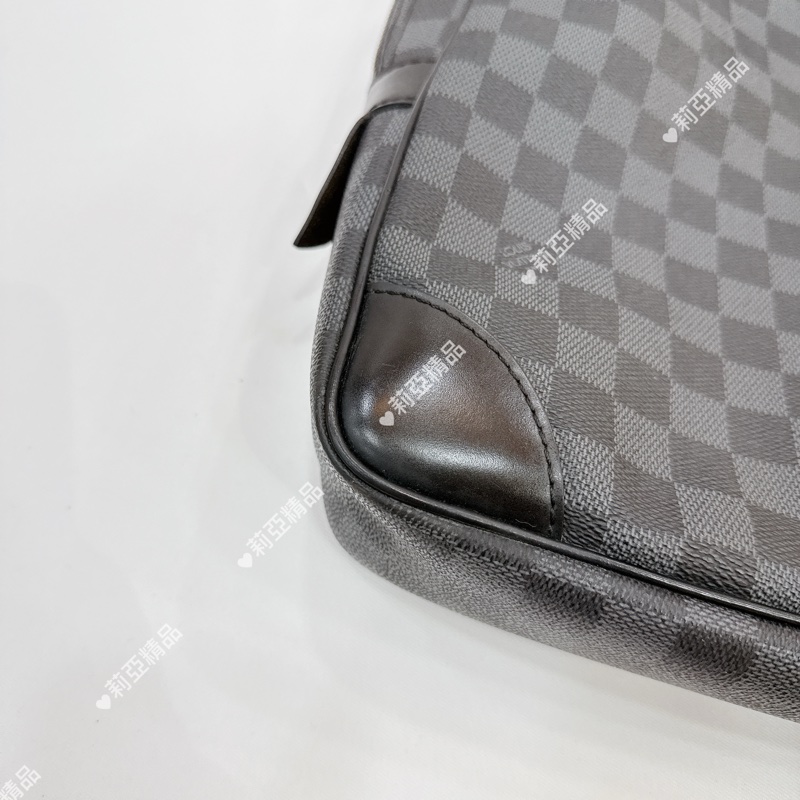 莉亞精品♡ LV黑色棋盤格手提公事包 二手美包-12