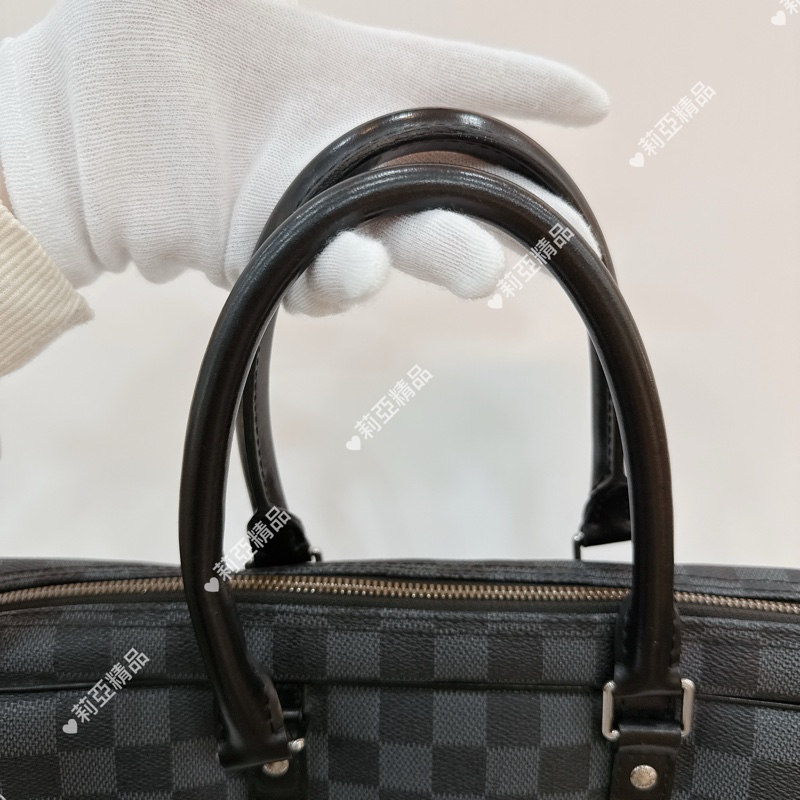 莉亞精品♡ LV黑色棋盤格手提公事包 二手美包-17