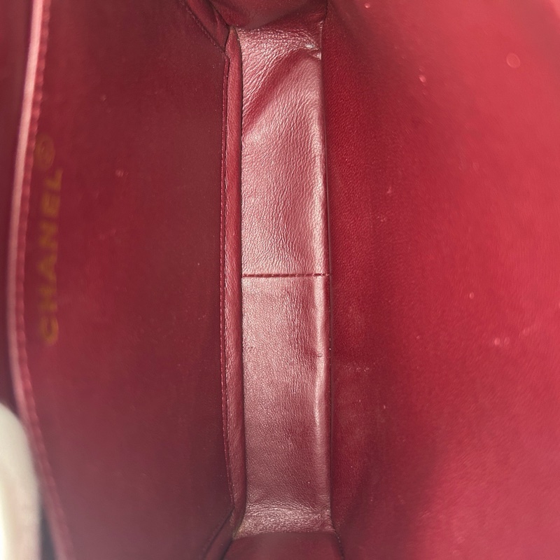 「JL精品代購」9新 香奈兒黑金羊皮菱格戴妃Kelly腋下包-13