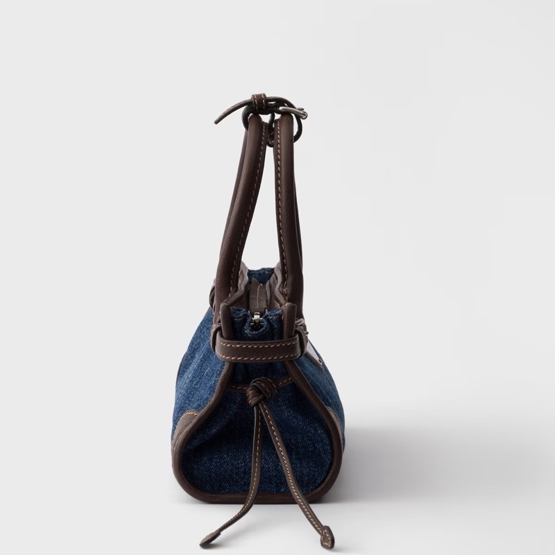 Prada 女士 Bonnie 小號牛仔布和水牛皮手提包均碼碼小號、23.5cm*9cm*12cm-4
