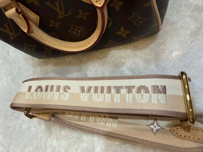 【全新全配】LV Speedy Bandoulière 20 經典老花 提花織帶-2