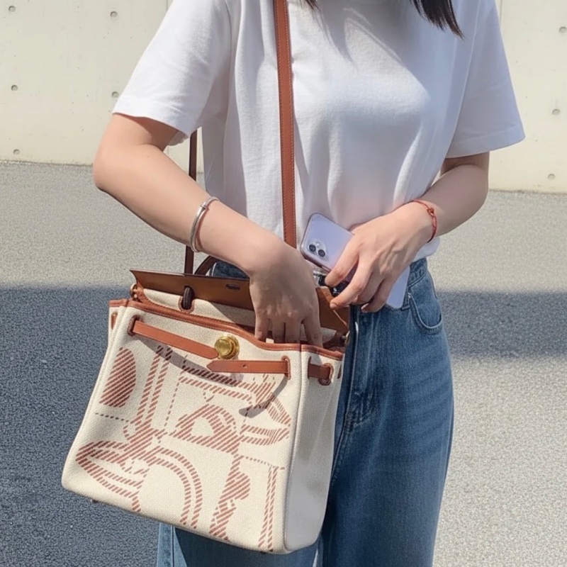 「JL精品代購」98新 Hermes 愛馬仕狂躁新娘herbag31 米拼紅棕金扣-1