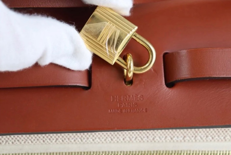 「JL精品代購」98新 Hermes 愛馬仕狂躁新娘herbag31 米拼紅棕金扣-14
