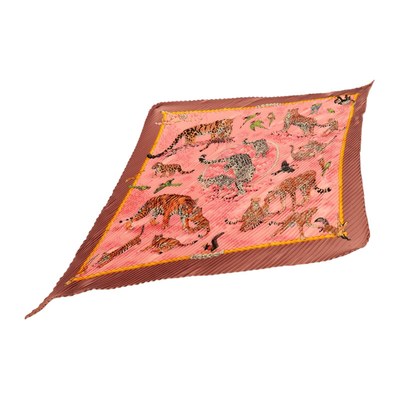 HERMES 絲質Pleated Triangle Scarf絲巾-1