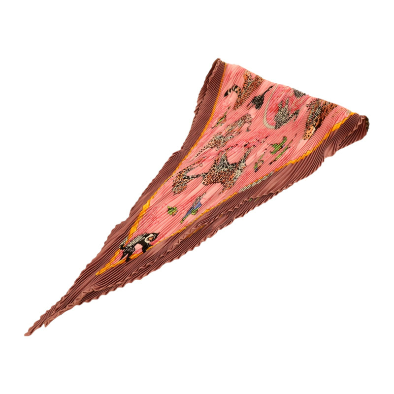 HERMES 絲質Pleated Triangle Scarf絲巾-4