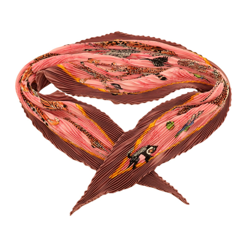HERMES 絲質Pleated Triangle Scarf絲巾-5