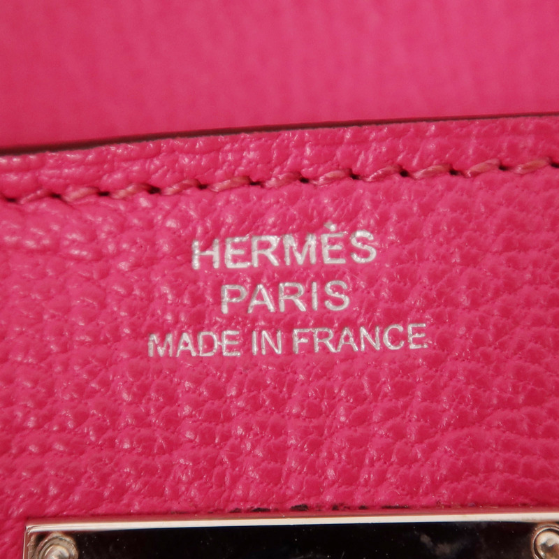 HERMES Chevre皮革Kelly Long Wallet銀扣長錢包Rose Mexico-6