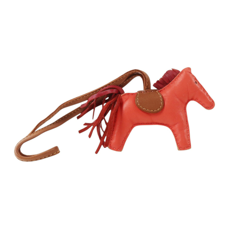 HERMES Milo皮革Rodeo PM掛飾Jaipur/Grenat/Fauve-1