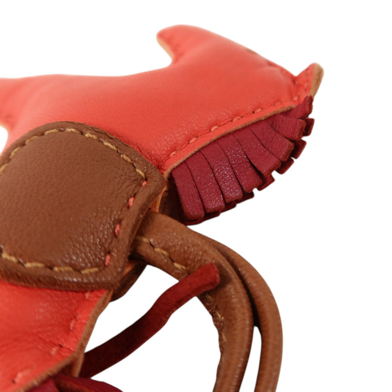 HERMES Milo皮革Rodeo PM掛飾Jaipur/Grenat/Fauve-3