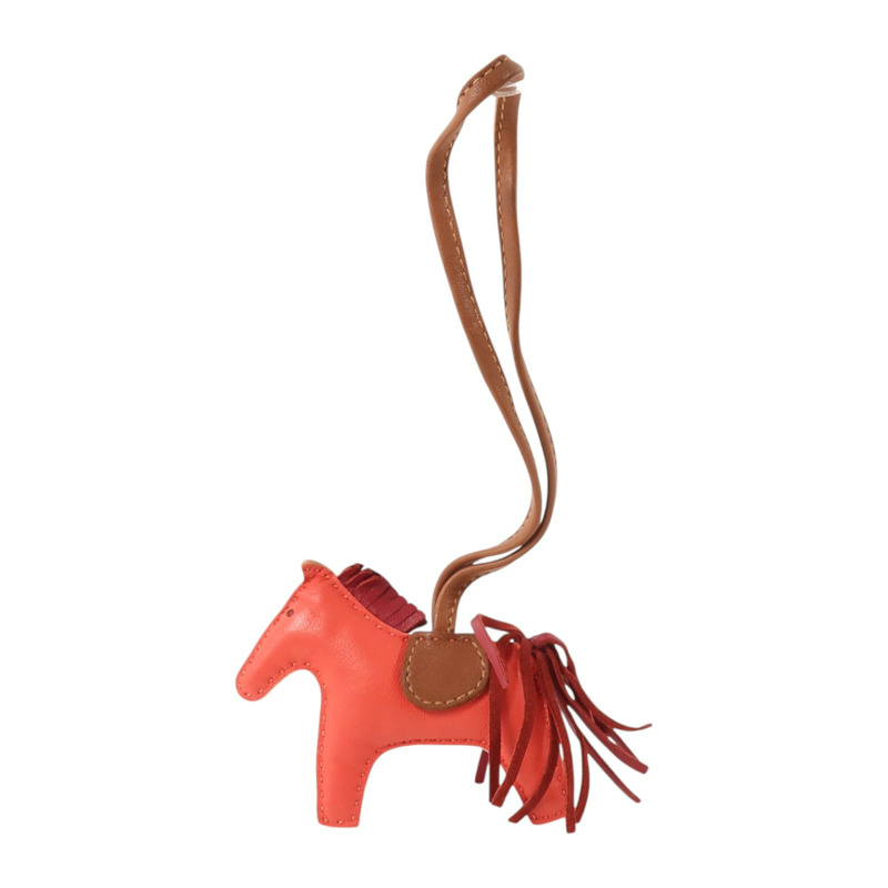 HERMES Milo皮革Rodeo PM掛飾Jaipur/Grenat/Fauve-5