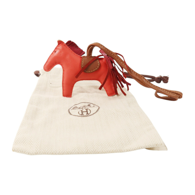 HERMES Milo皮革Rodeo PM掛飾Jaipur/Grenat/Fauve-6