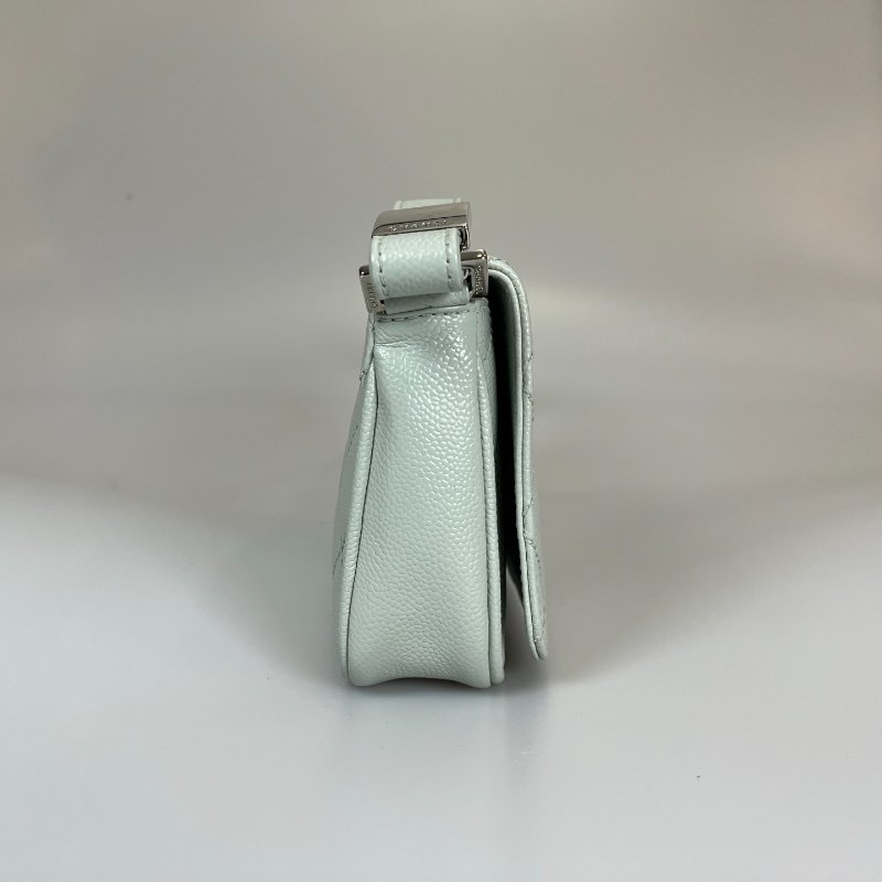 CHANEL 單肩HOBO包 荔枝灰藍 保卡款10開-2