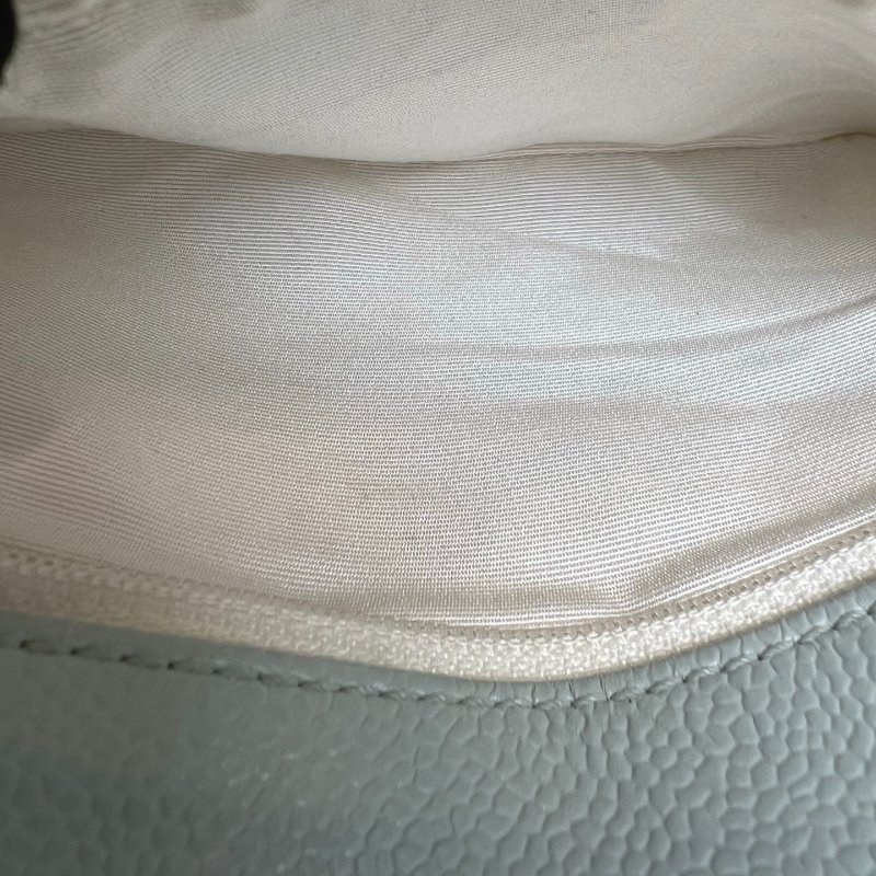 CHANEL 單肩HOBO包 荔枝灰藍 保卡款10開-6