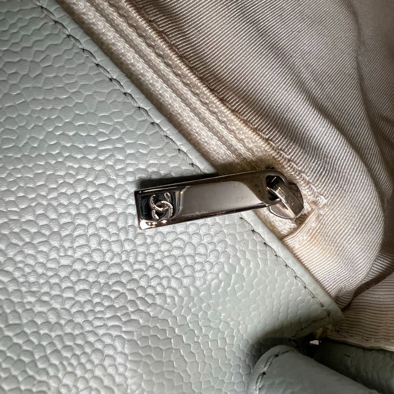 CHANEL 單肩HOBO包 荔枝灰藍 保卡款10開-9