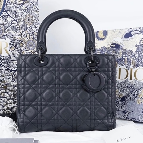 DIOR迪奧Lady Dior黑磨沙黛妃包So Black勳章肩帶#專櫃20多萬🍒