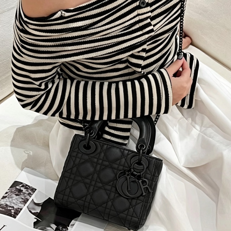 DIOR迪奧Lady Dior黑磨沙黛妃包So Black勳章肩帶#專櫃20多萬🍒-1